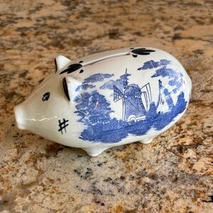 Delft Blue and White Ceramic Piggy Bank